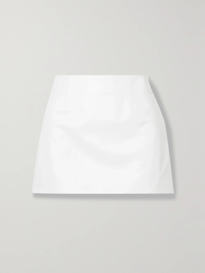 16ARLINGTON White Leather Belted Party Mini Skirt