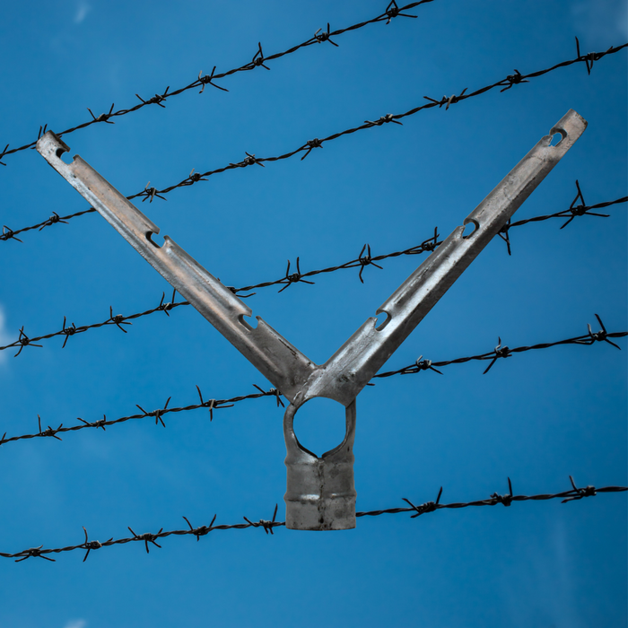 2-1/2" x 1-5/8" Steel 6 Strand Barbed Wire Arm for Chain Link Fences