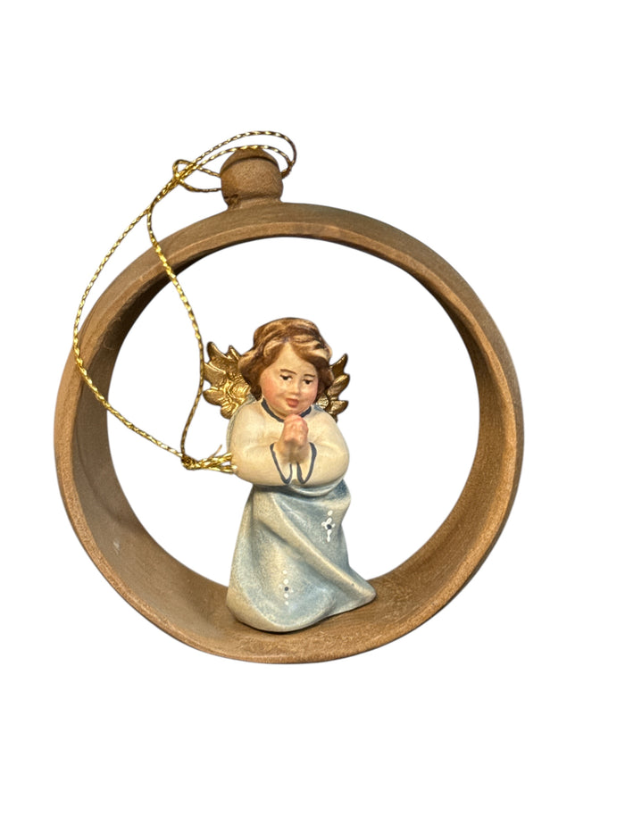 3.5x3.5" Hand-Painted Angel Ornament in Wood Frame