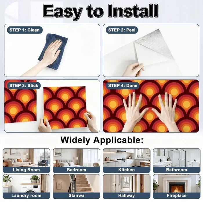 70s Retro Stick & Peel Wall Panel Kit: Waterproof PVC Tiles Wall & Ceiling - Wall Coverings
