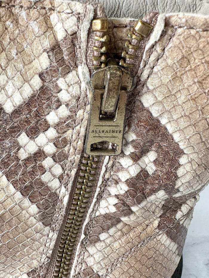 ALLSAINTS Combat Snake Print Lace Zip Chunky Heel Ankle Donita Boots