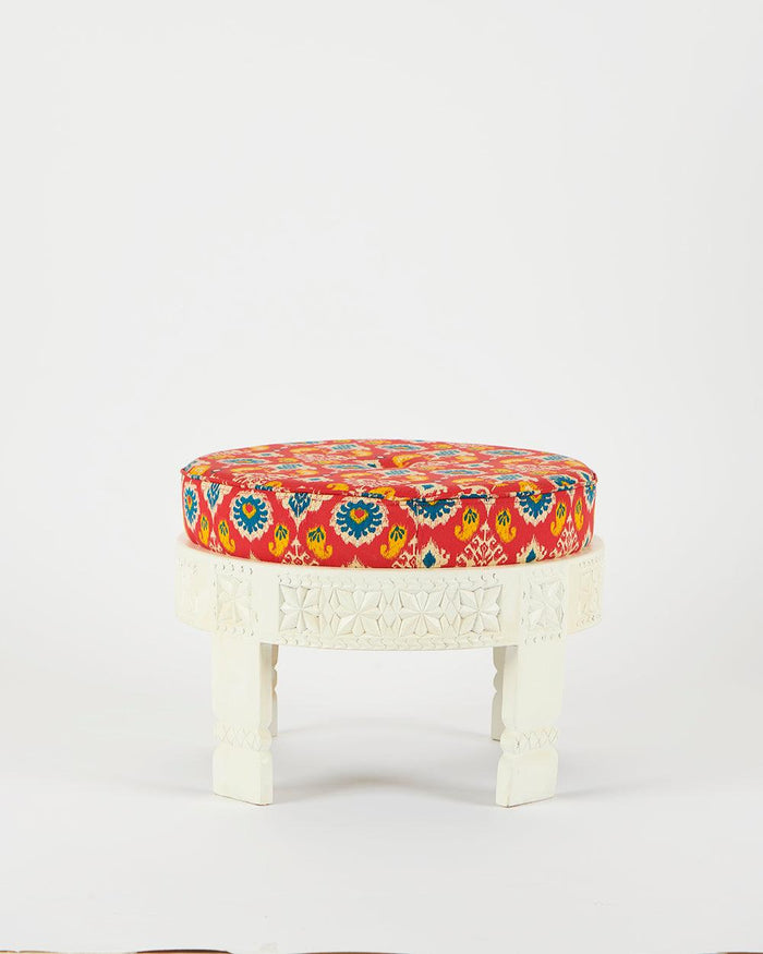Chumbak Amer Foot Rest - Red Ikkat
