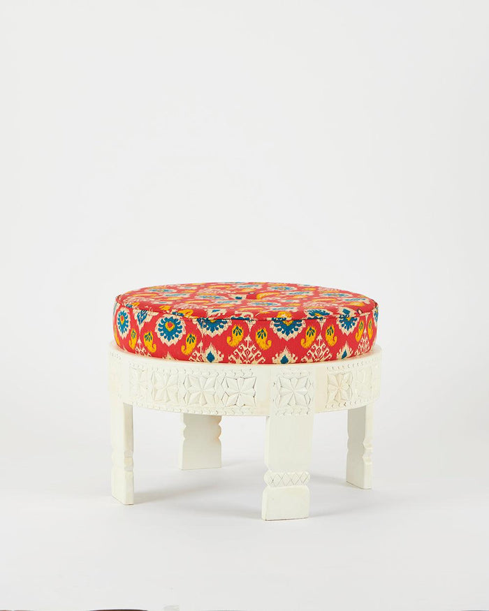 Chumbak Amer Foot Rest - Red Ikkat