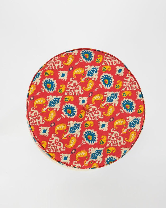 Chumbak Amer Foot Rest - Red Ikkat