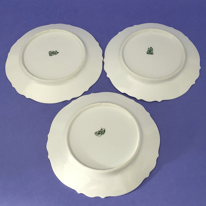 Antique Porcelain Dessert Serving Plate Set 5 Side Dishes Roses P.K. Silesia Germany