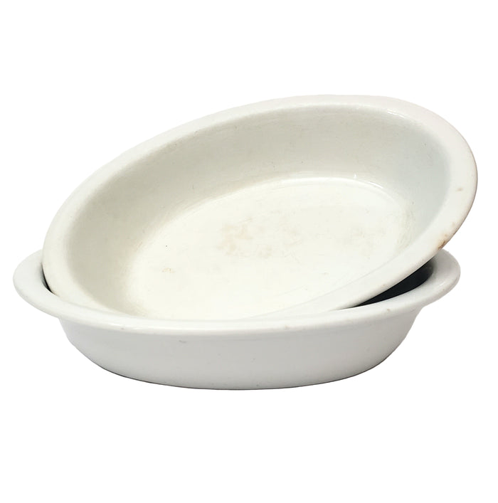 Antique White Ironstone Oval Vegetable Bowls Collection of 2 Johnson Brothers England