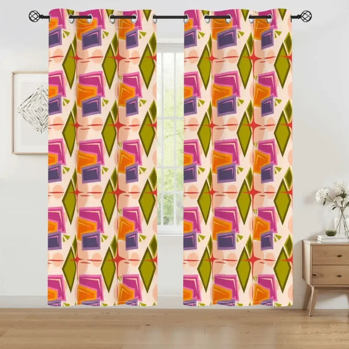 Atomic 50s Retro Blackout Curtains: Mid-Century Modern Home Decor - 50’’x84’’x2pcs - retro curtains