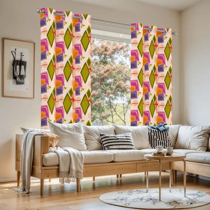 Atomic 50s Retro Blackout Curtains: Mid-Century Modern Home Decor - retro curtains