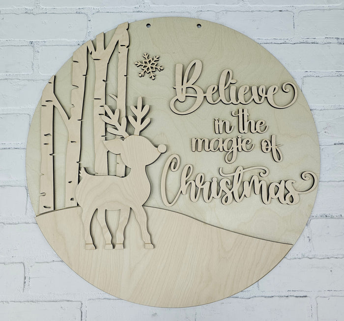 Believe in the Magic of Christmas Rudolph Door Hanger