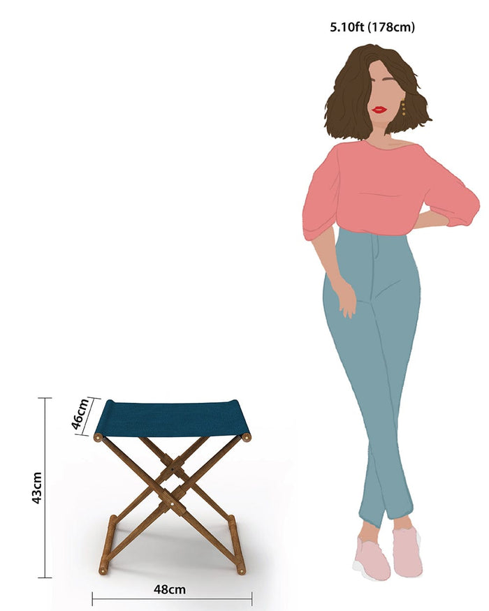 Chumbak Bistro Folding Bench - Mediterranian Blue