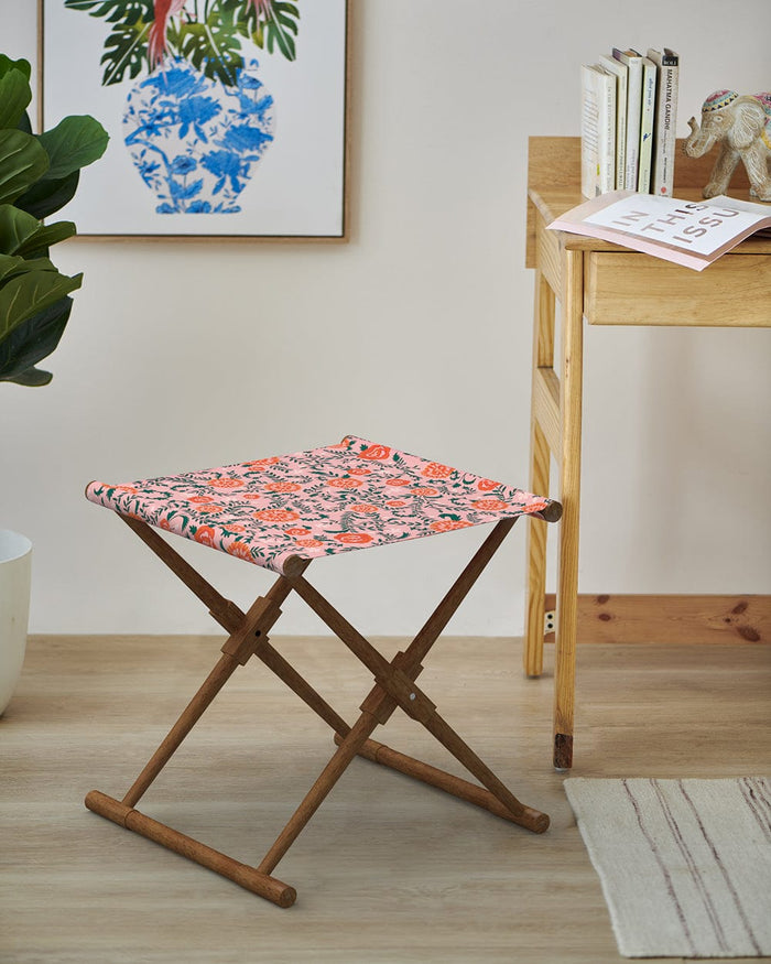 Chumbak Bistro Folding Bench - Earthy Florals Peach