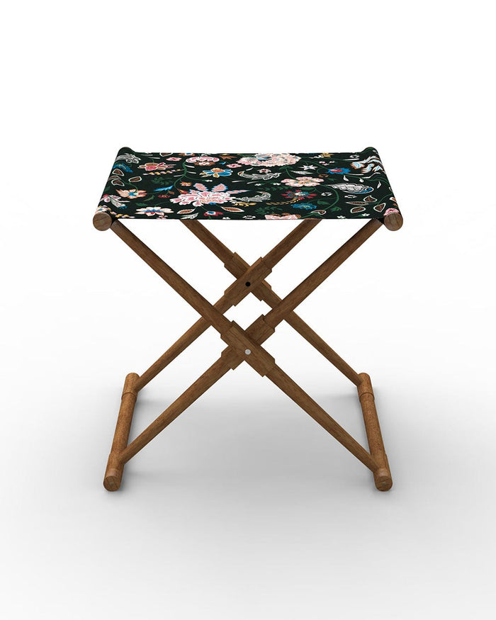 Chumbak Bistro Folding Bench - Bohemian Paisleys Black