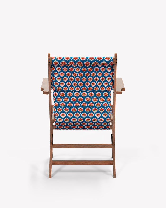 Bistro Folding Chair Blue Ikkat