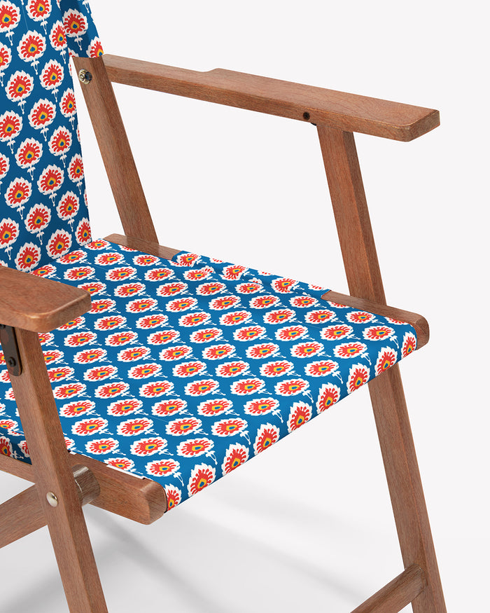 Bistro Folding Chair Blue Ikkat