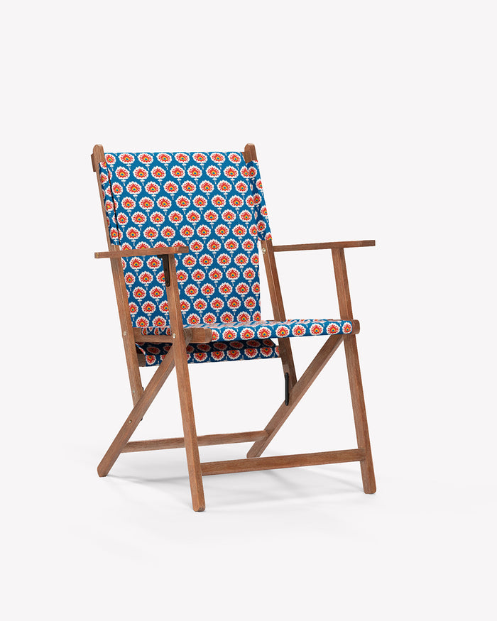 Bistro Folding Chair Blue Ikkat
