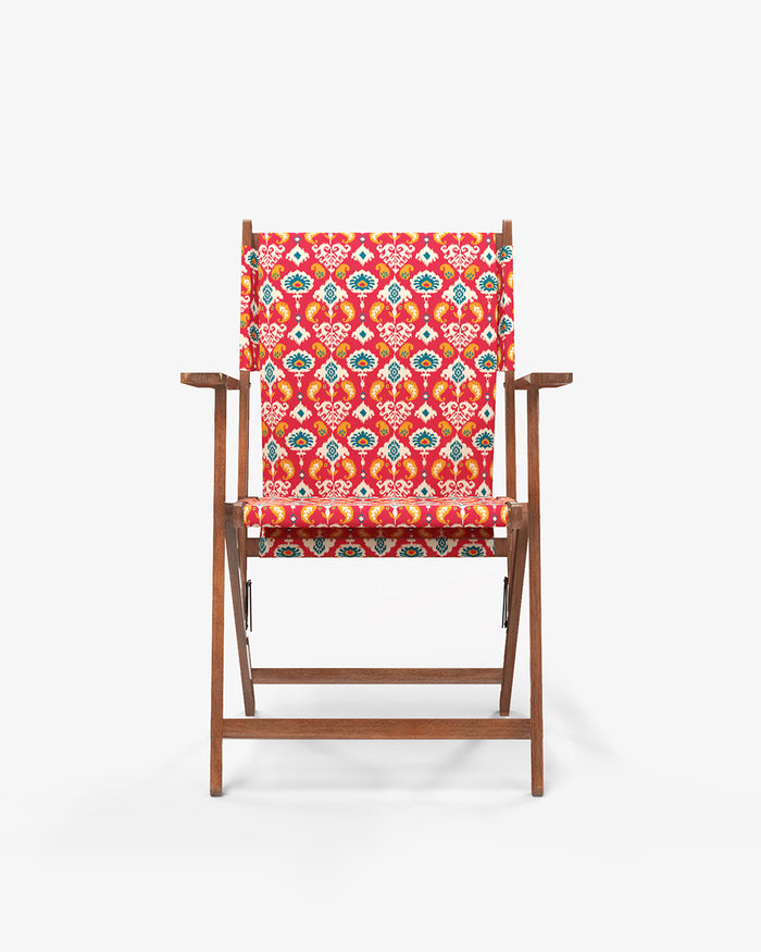 Bistro Folding Chair Red Ikkat