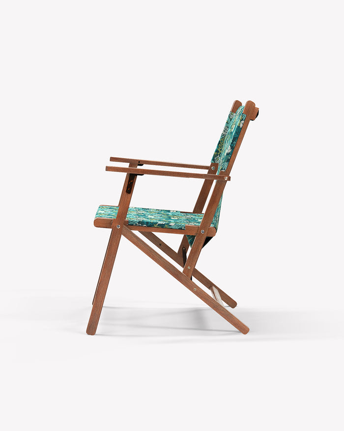 Bistro Folding Chair Tropical Ikkat Green
