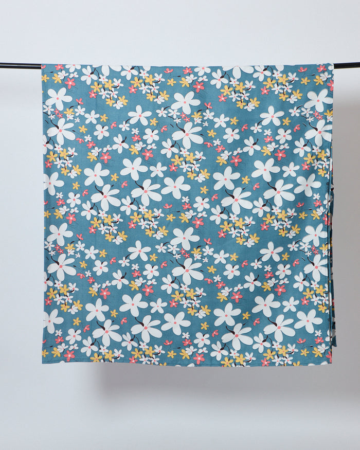 Blue Bloom -  Queen Size Bedsheet Polycotton