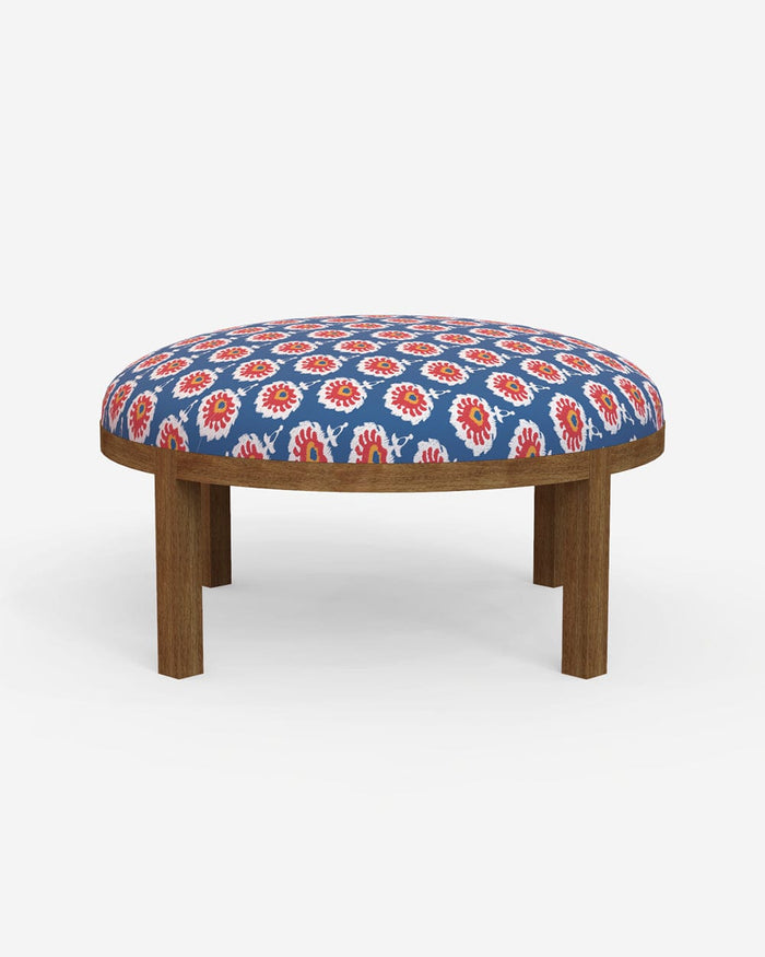 Chumbak Bohemian Ottoman - Blue Ikkat