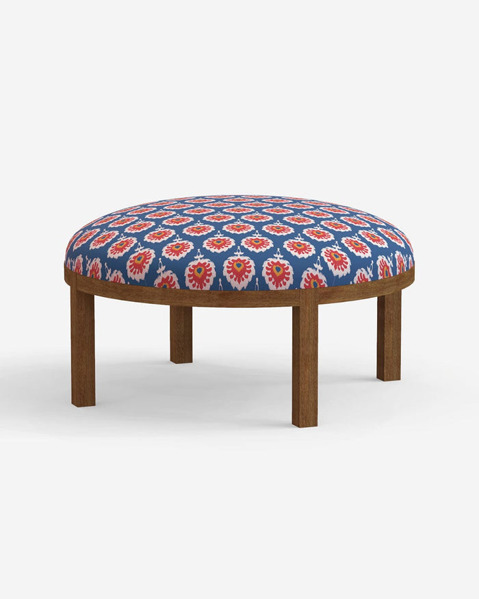 Chumbak Bohemian Ottoman - Blue Ikkat