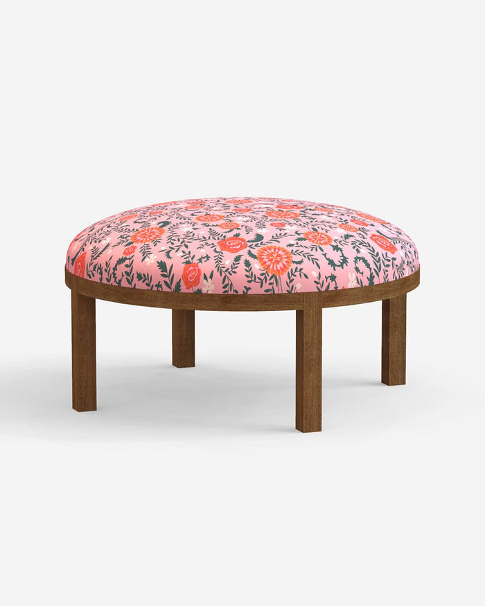 Chumbak Bohemian Ottoman - Earthy Florals Peach
