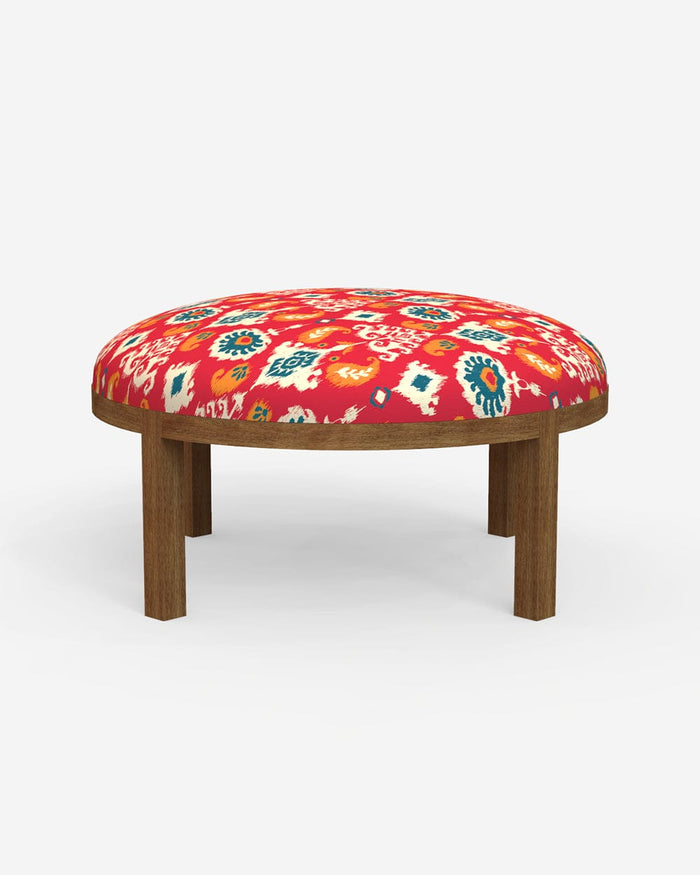 Chumbak Bohemian Ottoman - Red Ikkat