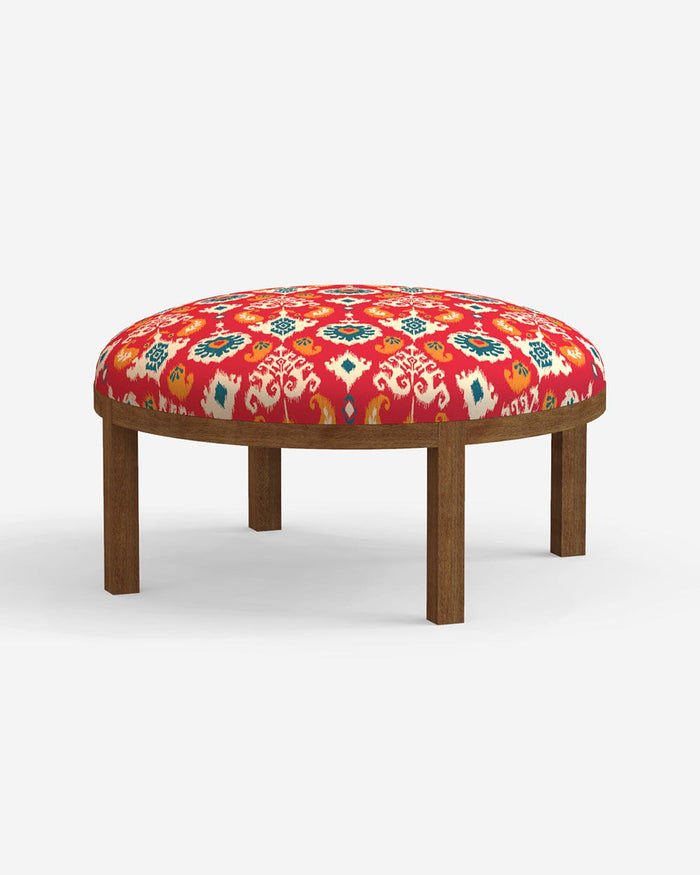Chumbak Bohemian Ottoman - Red Ikkat
