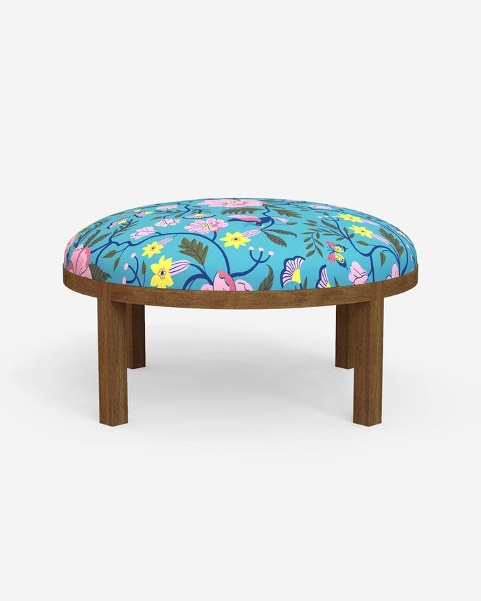 Chumbak Bohemian Ottoman - Spring Bloom Teal