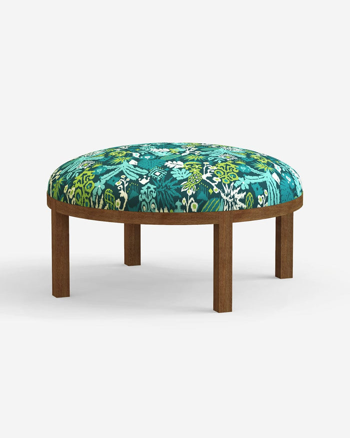 Chumbak Bohemian Ottoman - Tropical Ikkat Green