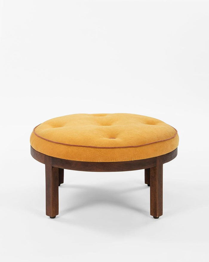 Chumbak Bohemian Ottoman  - Velvet mustard