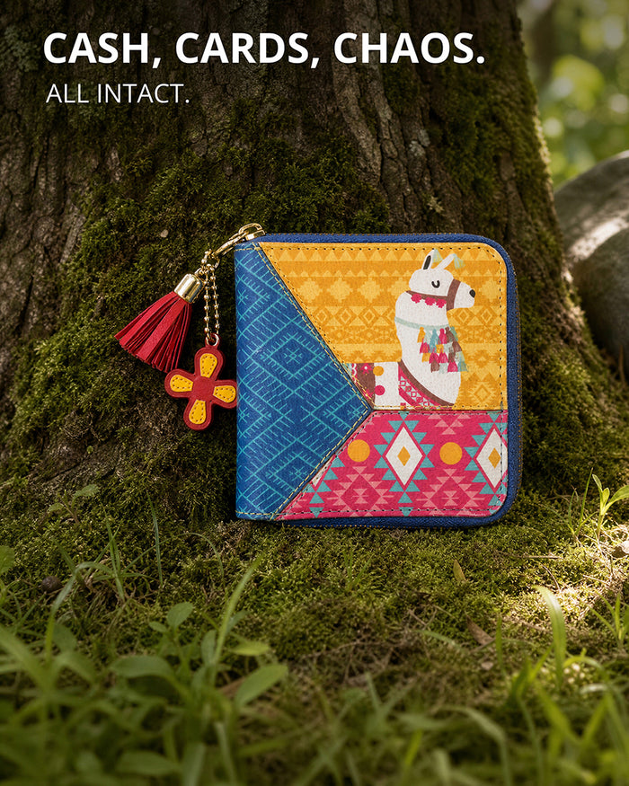 Boho Llama Aztec Wallet ' Mini