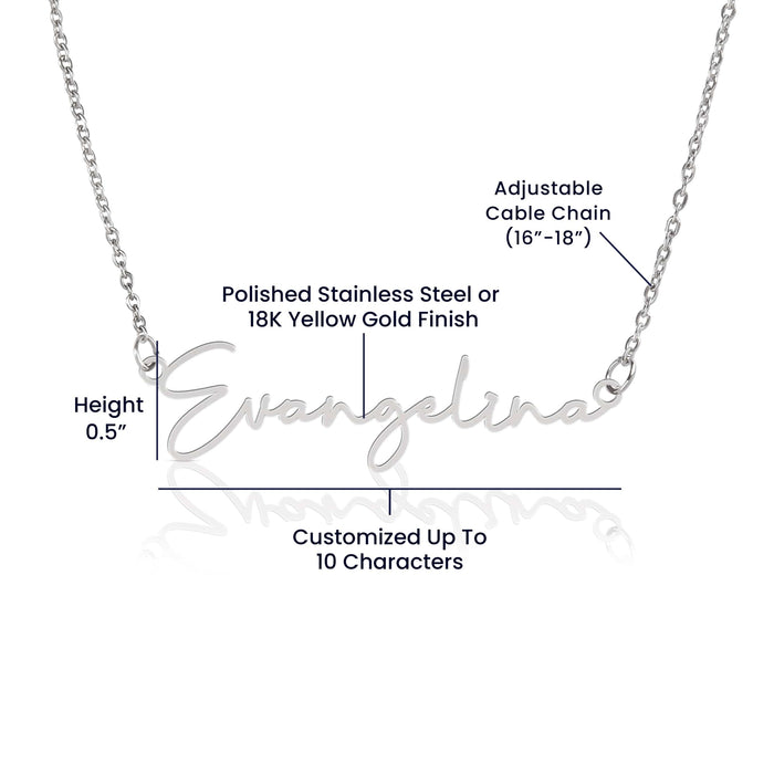 Bonus Daughter Gift From Bonus Mom, Signature Name Necklace: Straighten Your Crown