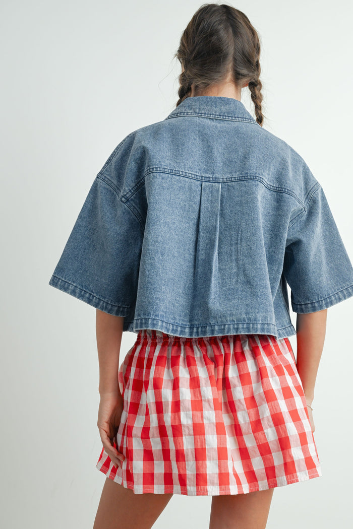 Button Front Cropped Jacket
