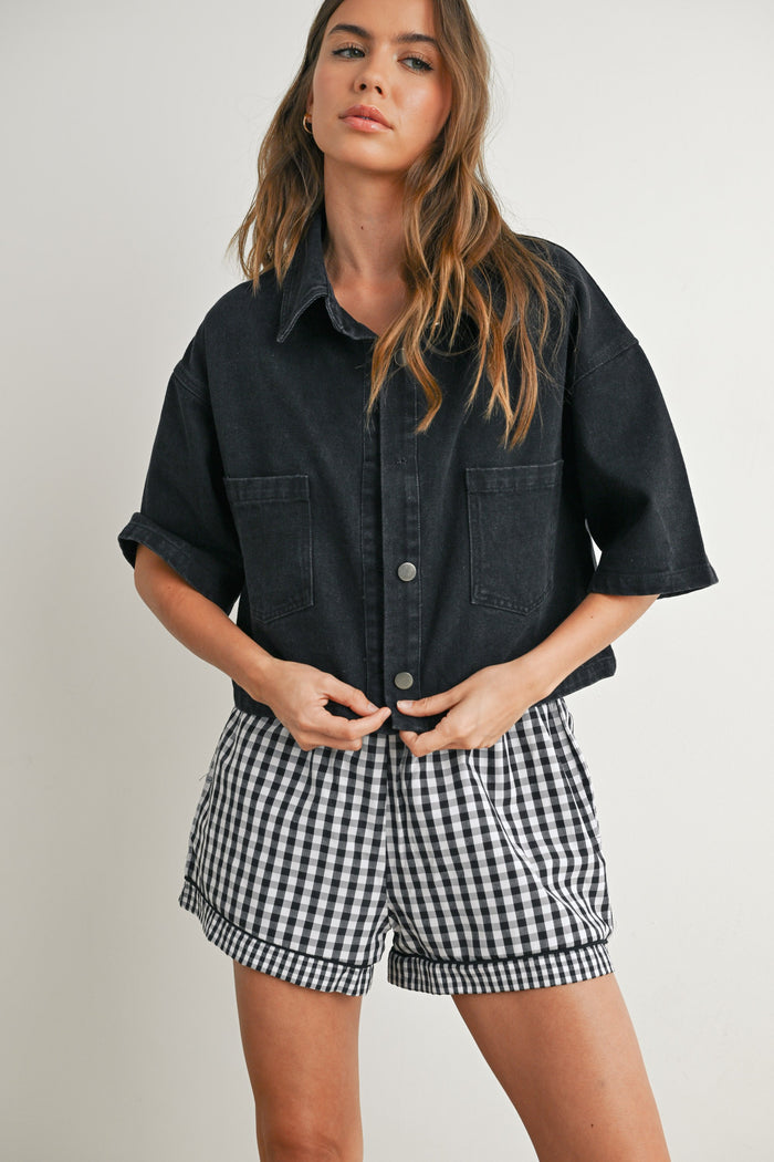 Button Front Cropped Jacket