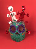 Calavera Votive with Skeleton & Devil