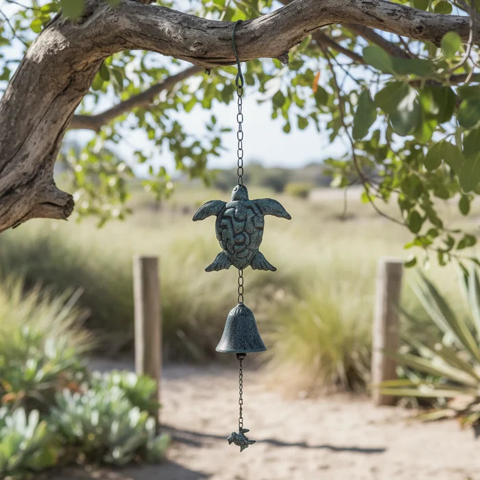 CAST IRON HANGING TURTLES WITH BELL