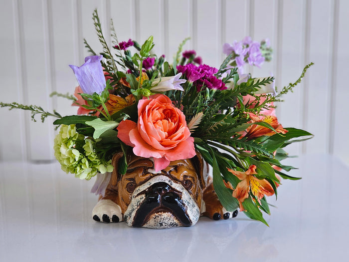 Ceramic Bulldog Planter