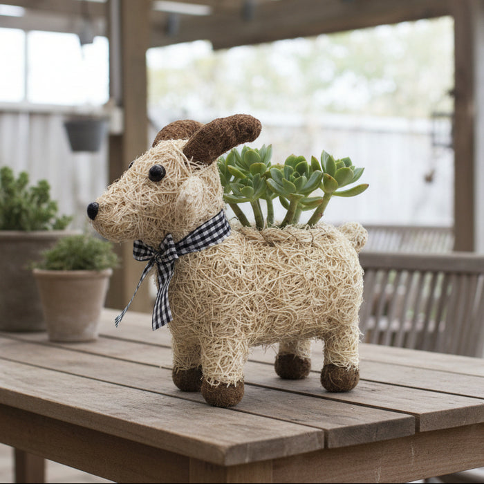 COIR RATTAN ANIMAL PLANTER - GOAT