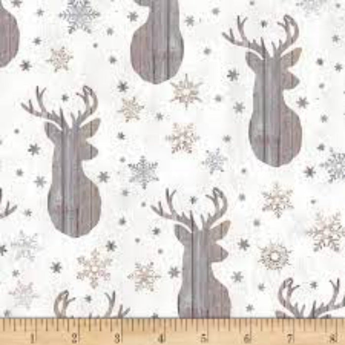 Curtain Valance - Rustic Reindeer Heads Cotton