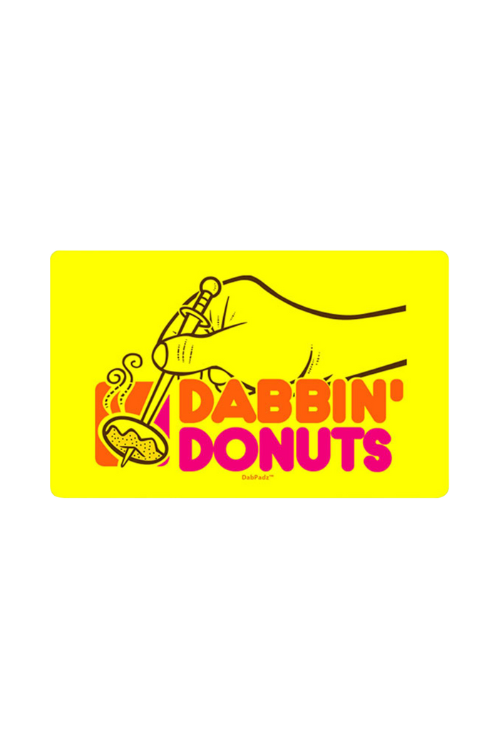 Overhead view of the DabPadz “Dabbin Doughnuts” Large Dab Mat, featuring a colorful, playful doughnut design.