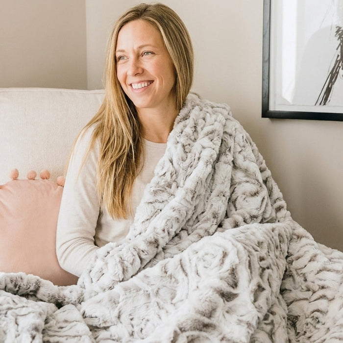 Demi Rose Frosted Prism Simply Taupe Minky Blanket