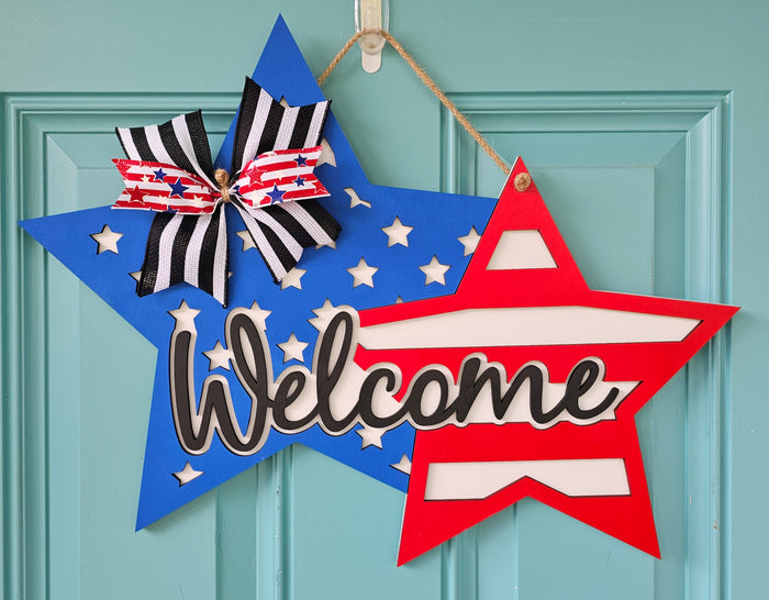 Double Star Welcome Door Hanger-wholesale