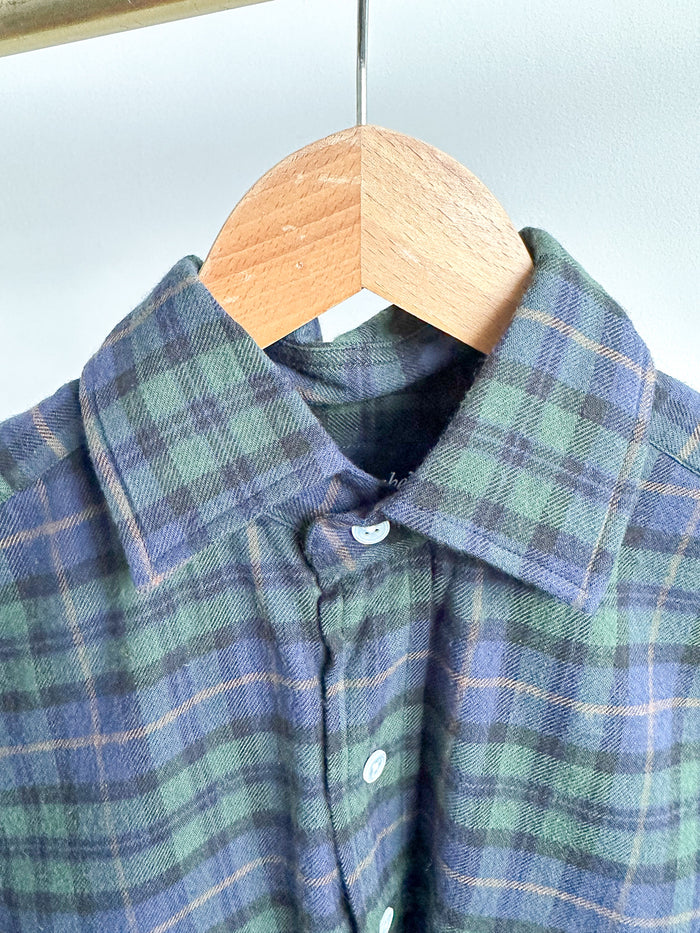 Drake's Green Blue Checked Brushed Cotton Lumberjack Work Shirt - House Of Huntington