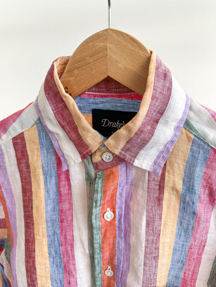 Drake's Linen Pastel Striped Shirt - House Of Huntington