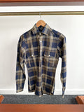 Drake's Navy Blue Checked Flannel Lumberjack Work Overshirt - House Of Huntington