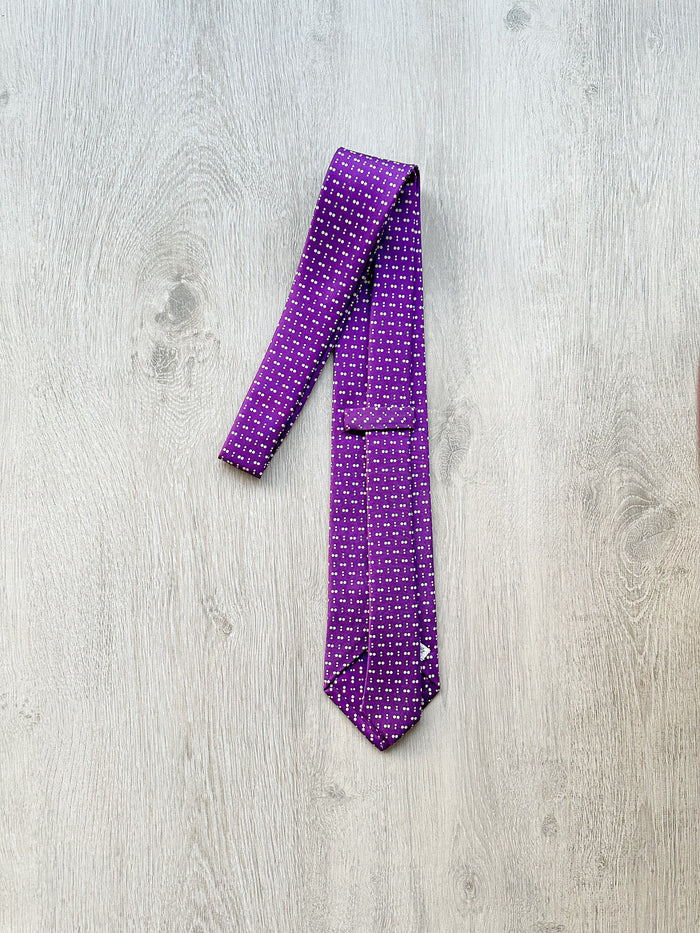 E Marinella Purple Double Spotted Print Tie