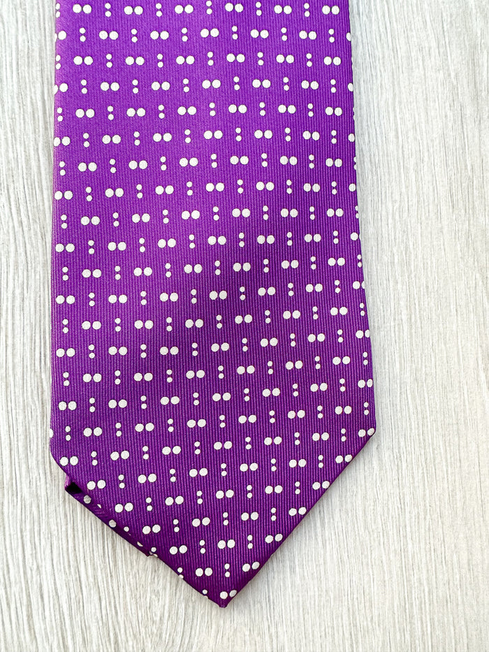 E Marinella Purple Double Spotted Print Tie