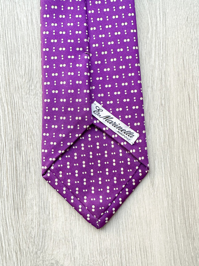 E Marinella Purple Double Spotted Print Tie