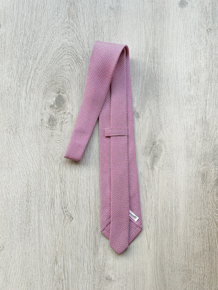 E Marinella Purple White Dogtooth Print Pattern Tipped Silk Tie
