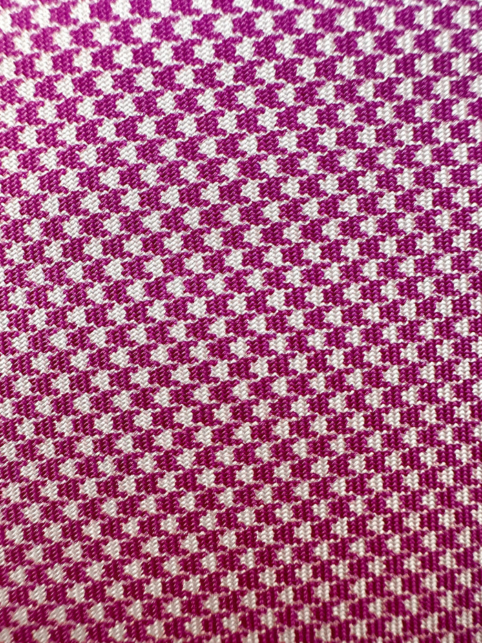 E Marinella Purple White Dogtooth Print Pattern Tipped Silk Tie
